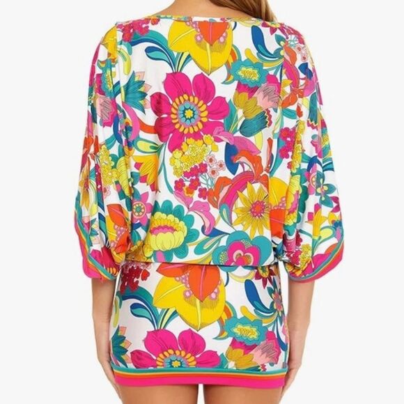 Trina Turk Fontaine Floral  Swim Tunic Cover Up-Size M - Picture 2 of 8